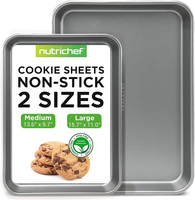 NutriChef 2-Piece Large & Medium Cookie Sheets by NutriChef%E2%84%A2Kitchen