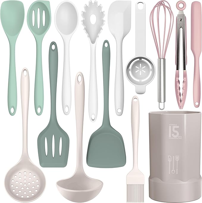 AOTHOD Silicone Cooking Utensils Set by Safeandsuitableforuse