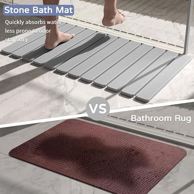 Large Stone Bath Mat 31.5 x 19.7in, Quick Dry Stone Drying Mats - Image 7