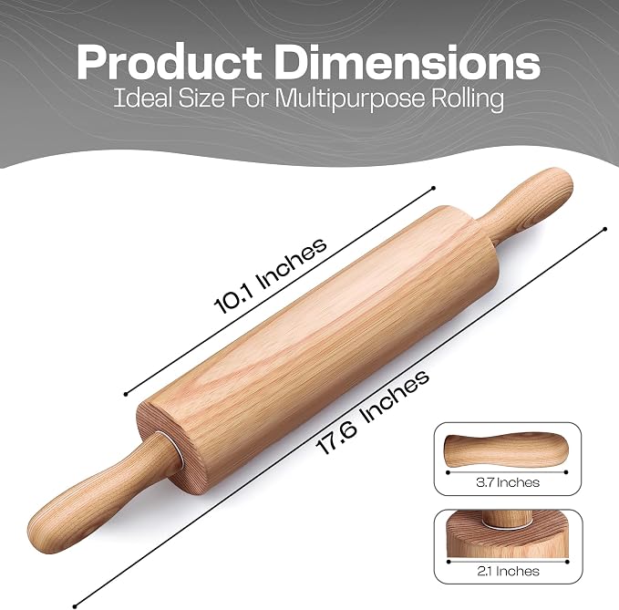 Wooden Rolling Pin 17.6 Inch - Image 2