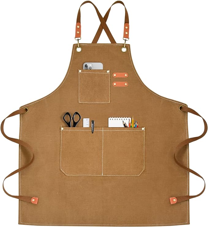 OUNLEN Chef Apron for Men Women Canvas Aprons by OUNLENAPRON
