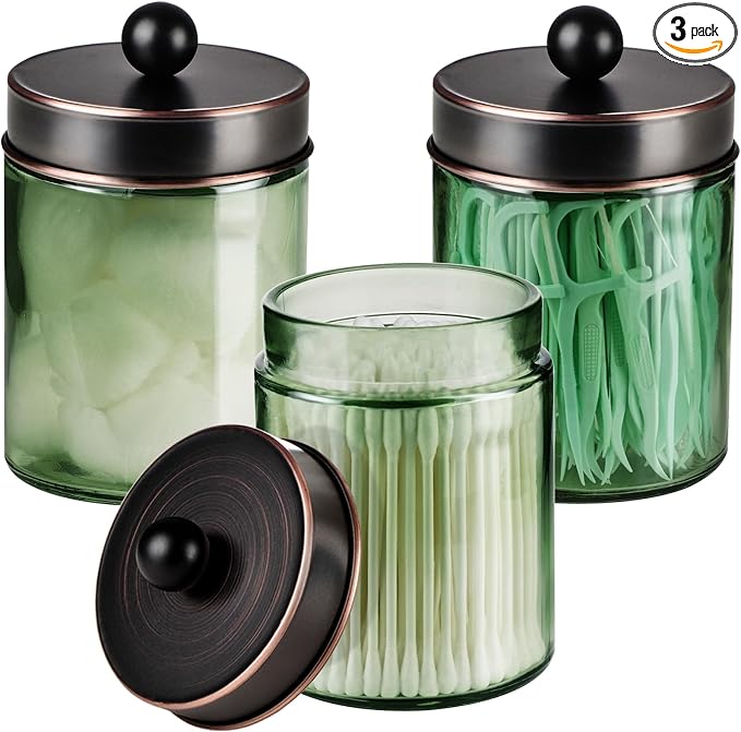 3 Pack Apothecary Jar Canisters Bathroom Vanity Organizer by Komashr