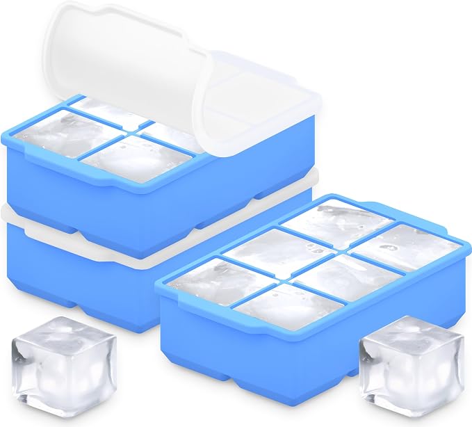 KitchFort Large Silicone Ice Cube Tray, Easy Release 2" Big Ice Cubes by KitchFort