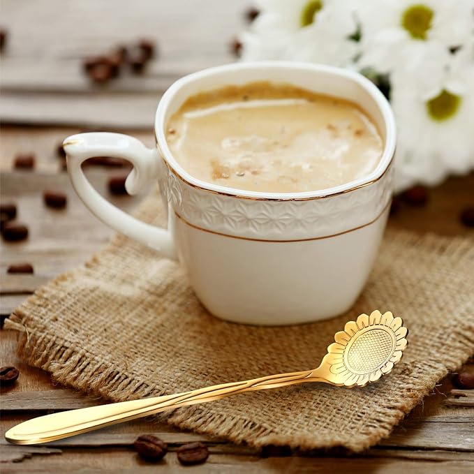Chengu 8 Pieces Flower Coffee Tea Spoons Stainless Steel Sugar Spoons Tea Party - Image 5