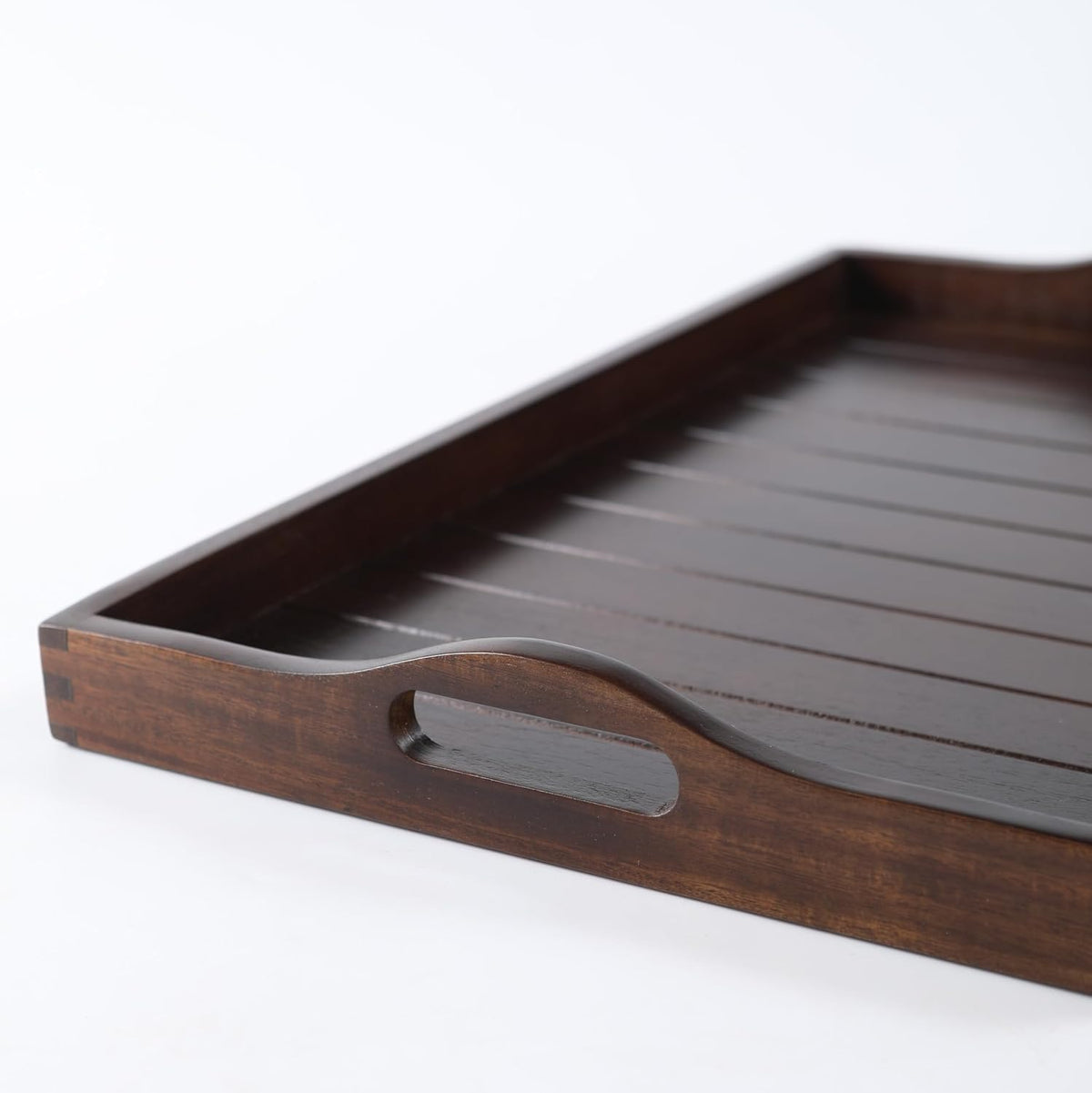 Joy&Grace Large Acacia Wooden Serving Tray with Handles 20 x 14 inch
