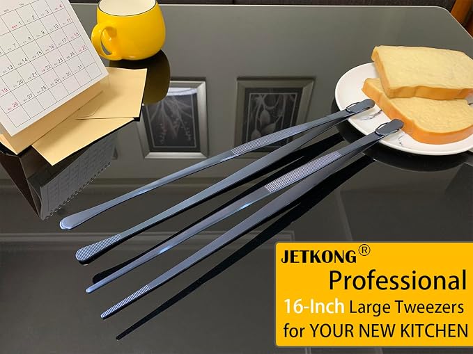 JETKONG 2 Pcs 16-Inch Heavy Duty Cooking Tweezers Extra Long Stainless Steel - Image 4