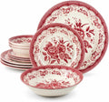 12-Piece Porcelain Dinnerware Set for 4, Victoria Red