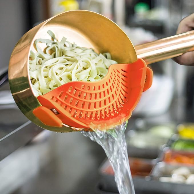 Clip On Strainer Silicone for all Pots and Pans, AUOON Pasta Strainer Clip on - Image 3