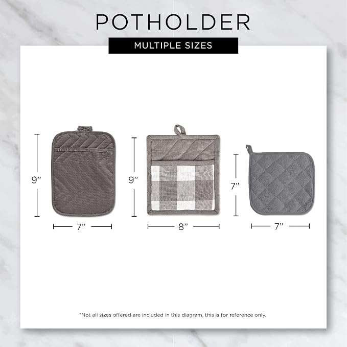 DII 100% Cotton Solid Chambray Kitchen Set, Potholders, Barn Red, 2 Piece - Image 9