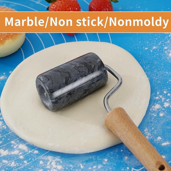 Tianman Rolling Pin Pizza Roller, Marble Roller Non-Stick T-Type, - Image 3