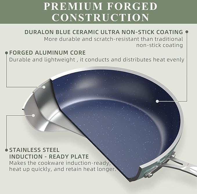 Nuwave 7pc Cookware Set Healthy Duralon Blue Ceramic Nonstick Coated, Diamond - Image 3