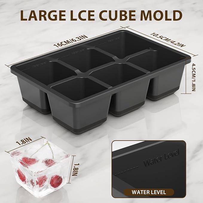 Optish Large Ice Cube Molds, 2 Pack Whiskey Square Ice Molds, 1.8 Inch Big Ice - Image 3