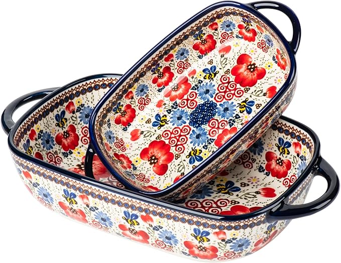 Baking Dish Ceramic Baking Pan Blue Casserole Dish Porcelain rectangular Baking by ONECCI