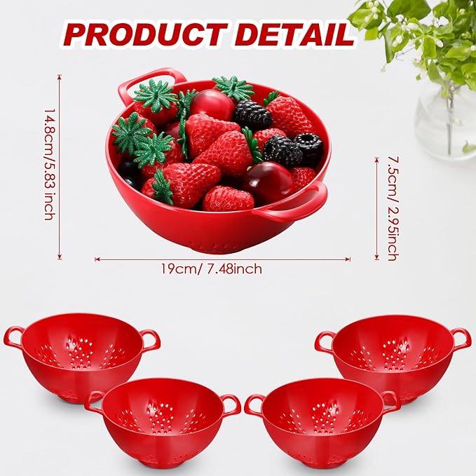 Baderke 4 Pack Mini Colander for Kitchen Plastic Berry Strainer - Image 2