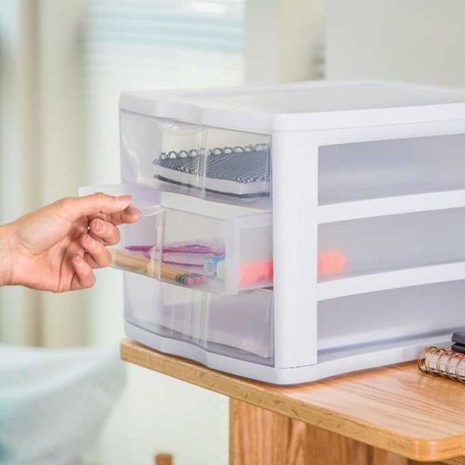 Sterilite 4-Pack 3 Drawer Unit, Stackable Plastic Organizer - Image 7