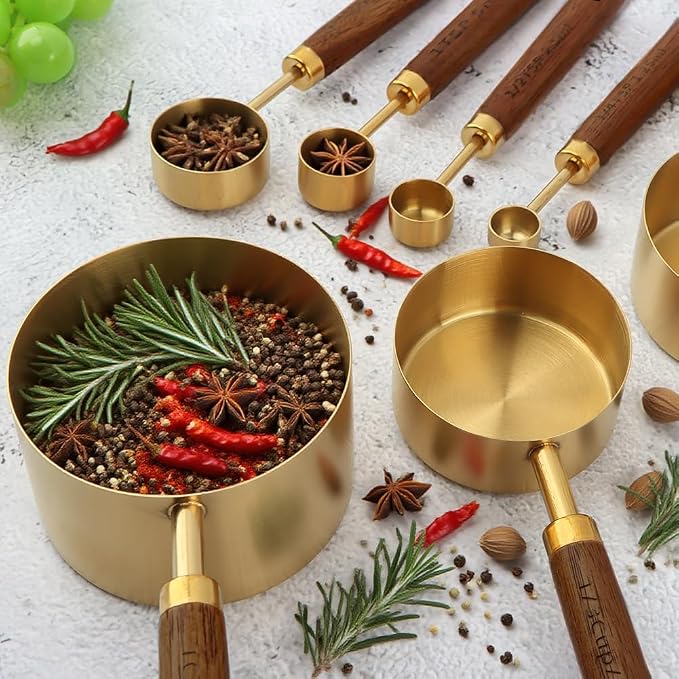 8Pcs Gold Measuring Cups and Spoons Set - Image 7