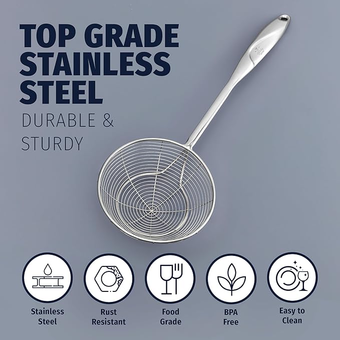 Zulay Kitchen Premium Stainless Steel Skimmer Strainer Ladle - Image 5