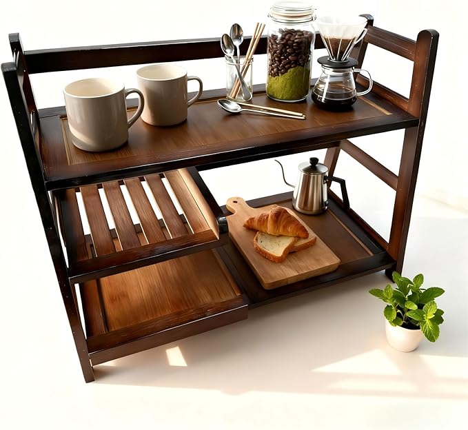 3 Tier Bamboo Matcha Station, coffee station organizer Shelf - Image 4