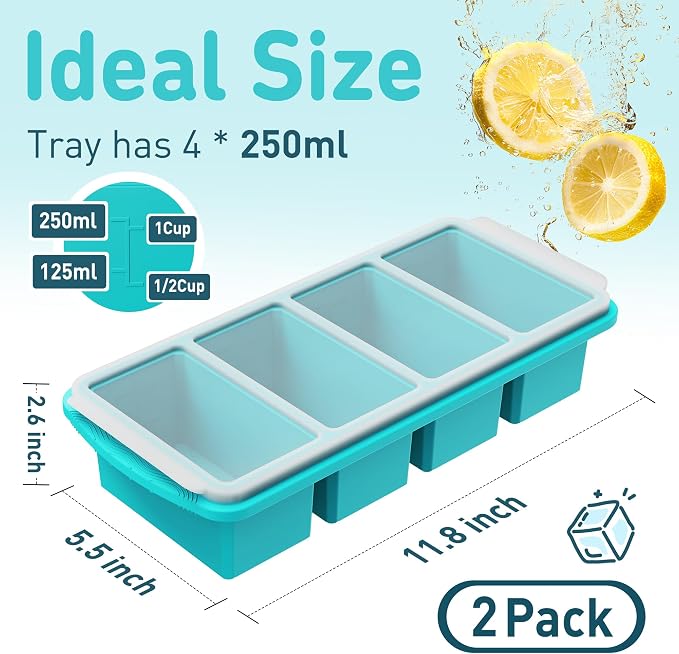 Silicone Freezer Tray With Lid Soup Freezer Container Molds with Steel - Image 2