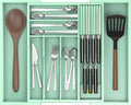 Bamboo Kitchen Drawer Organizer, Expandable Silverware Organizer by Thalomely