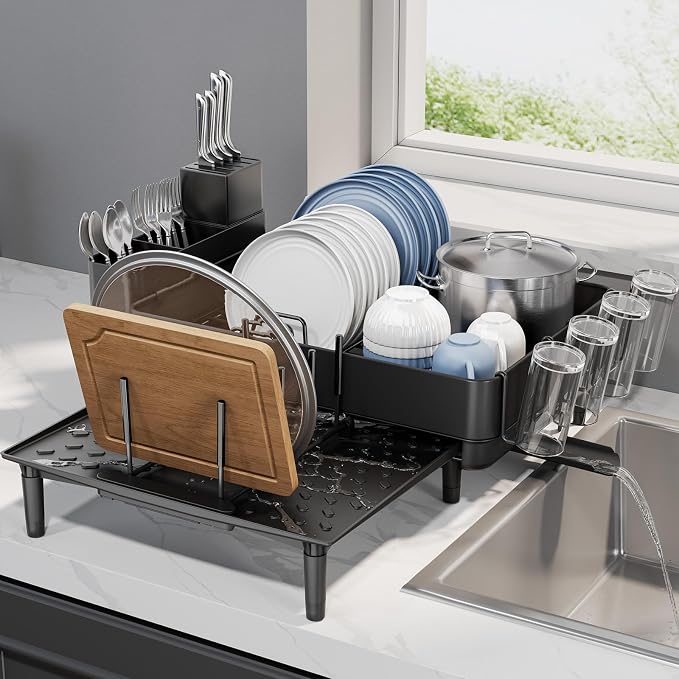 Expandable Dish Rack with Drainboard by Urackify