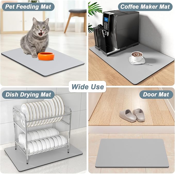 Rnivvi Coffee Mat, Hide Stain Rubber Backed Absorbent Dish Drying Pad - Image 7