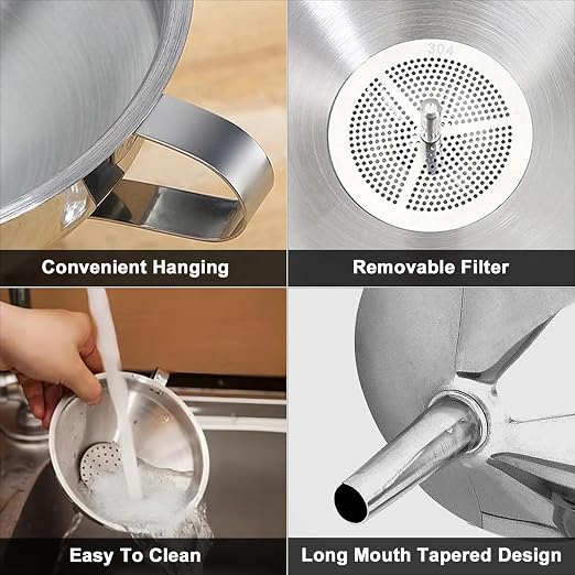 Stainless Steel Funnels for Kitchen use, 5 Different Sizes of Kitchen funnels - Image 5