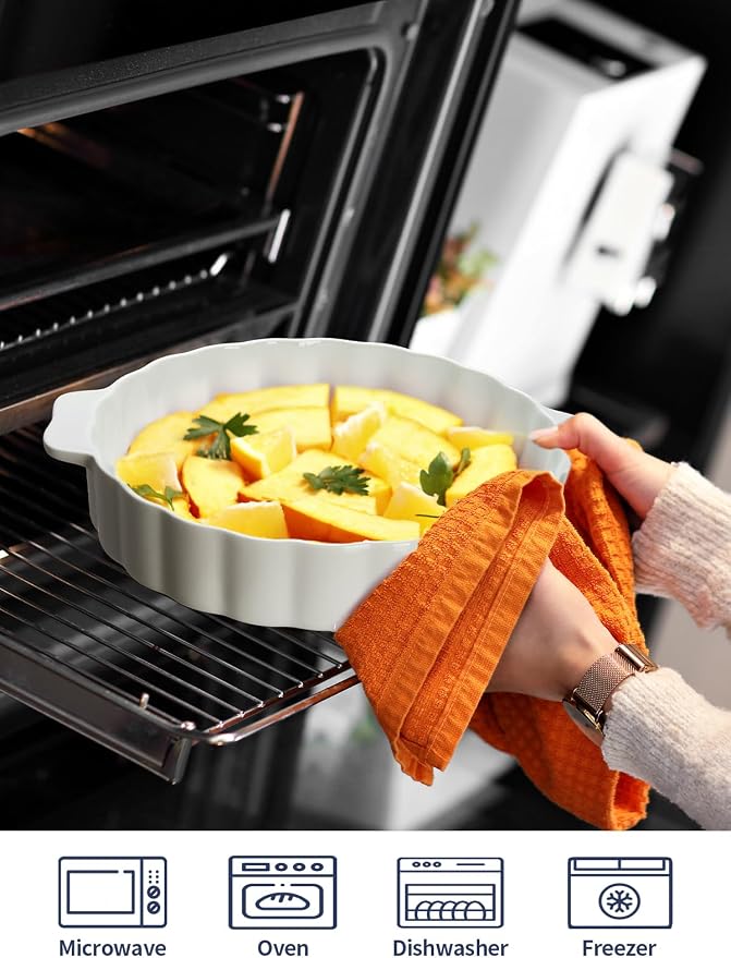 Samsle Ceramic Pie Pan For Baking, 13Inch Round Baking Dish - Image 2