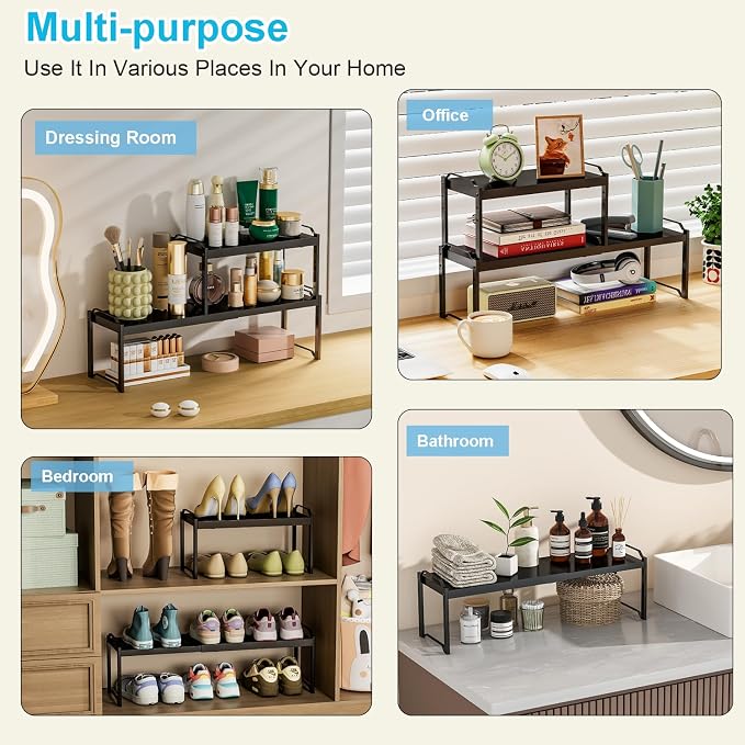 1 Pack Expandable Cabinet Countertop Shelves, Stackable Shelves Organizers - Image 8