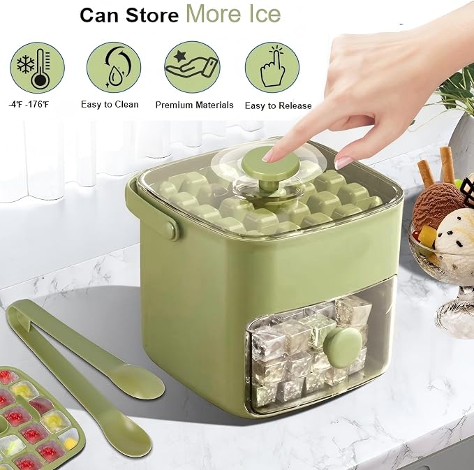 Ice Cube Tray with Lid & Bin Ice Maker Ice Trays - Image 4