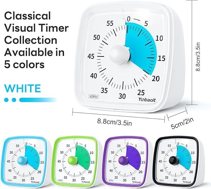 Yunbaoit Visual Timer with Night Light, 60-Minute Countdown Timer - Image 6