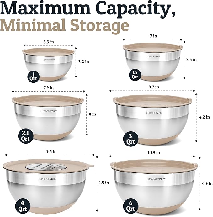 Priority Chef 6Pc Large Mixing Bowls - Image 3