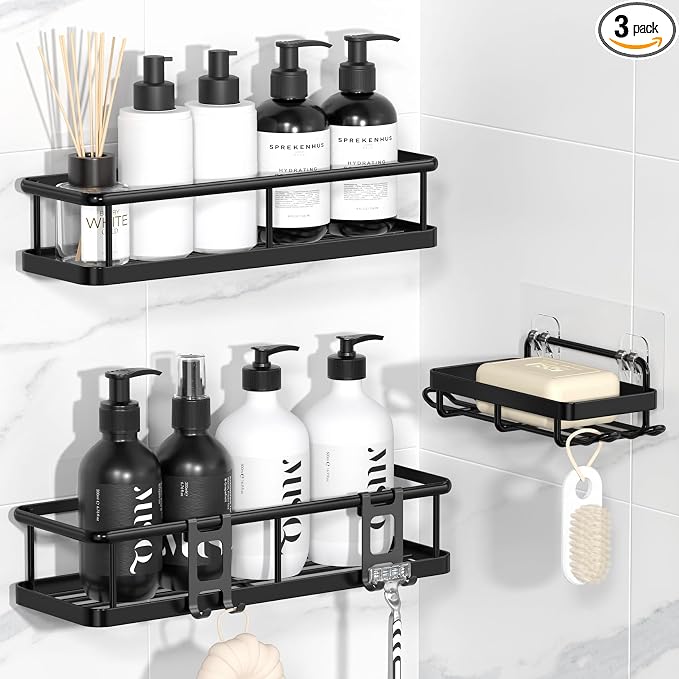 YASONIC Shower Caddy Adhesive, No Drill Bathroom Shower Organizers, by YASONIC