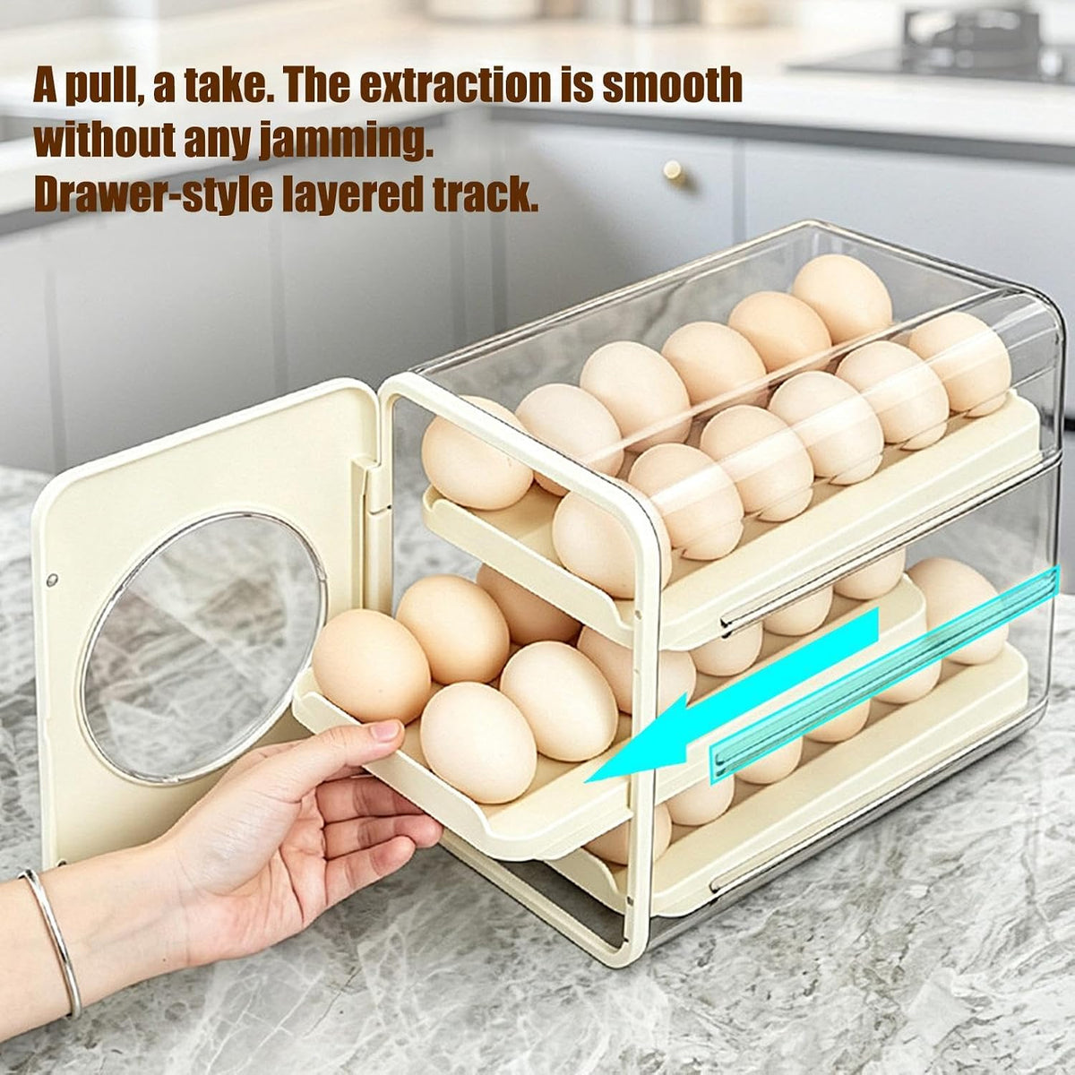 Rolling Egg Dispenser Transparent Storage - Sorter Shelf