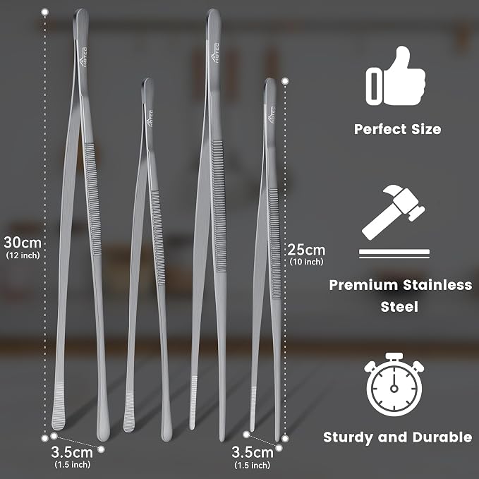 HOTEC Kitchen Tweezers Tongs Stainless Steel, Grill and Baking - Image 6