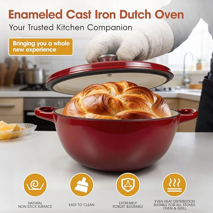 5QT Enameled Cast Iron Dutch Oven - Image 3