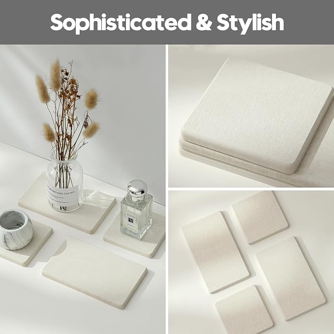 Razborci 4PCS Bathroom Sink Vanity Trays, Diatomaceous Earth Quick Stone Drying - Image 6