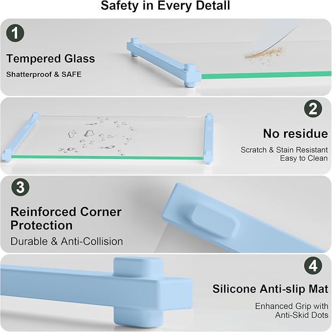 2PCS Glass Cutting Board with Silicone Grip, 80% Stronger Shatter Resistance - Image 5