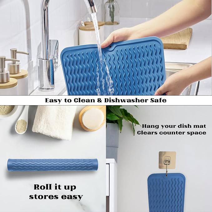 ZLR Silicone Dish Drying Mat 12" x 12" Square - Image 4