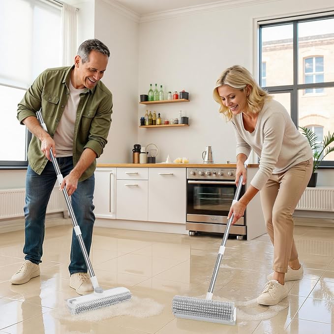 Floor Scrub Brush with Long Handle: 3 in 1 Heavy-Duty Floor Scrubber Brush with - Image 7