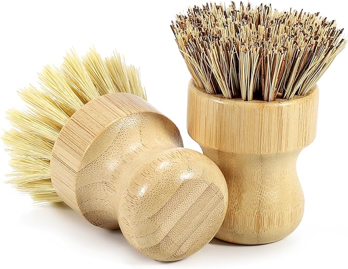 DEBETOOL 2-Pack Bamboo Dish Brush – Natural Dish Scrub Brush by DEBETOOL