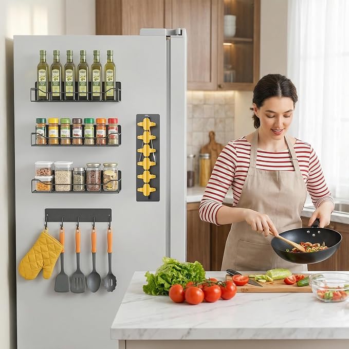 Magnetic Spice Rack for Refrigerator, 5 Pack Magnetic Fridge Organizer Shelves - Image 8