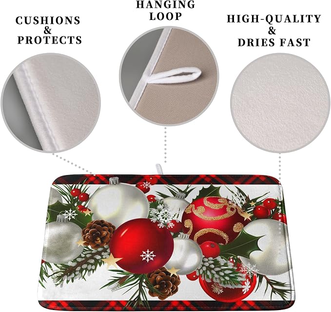 Red Buffalo Plaid Christmas Kitchen Drying Mats - Image 3