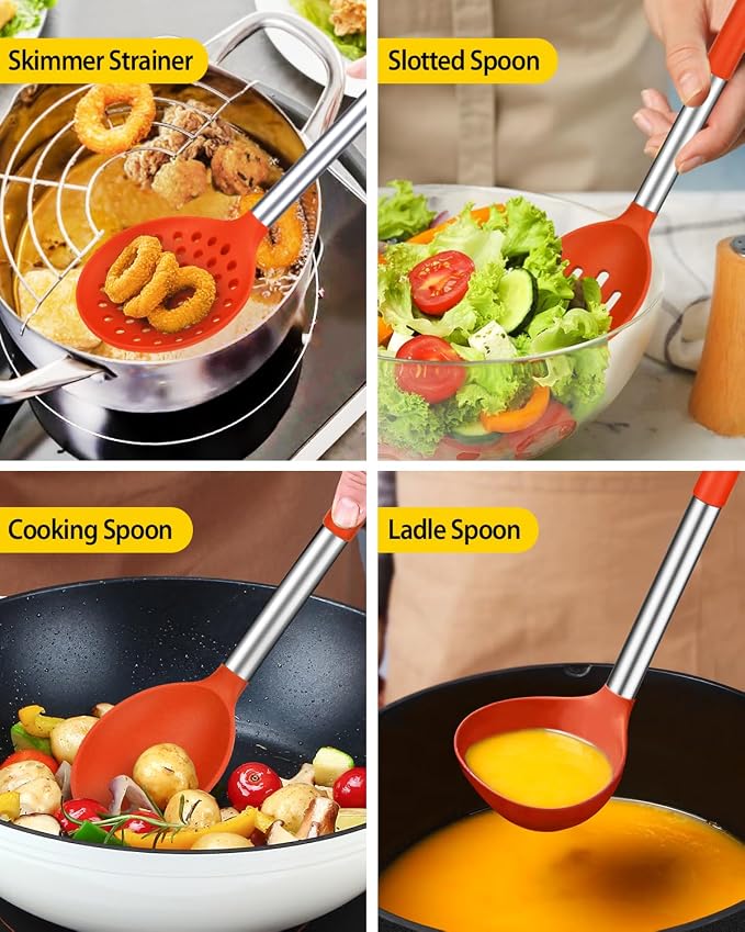 Silicone Cooking Utensil Set, BPA Free Heat Resistant Kitchen Tools - Image 4