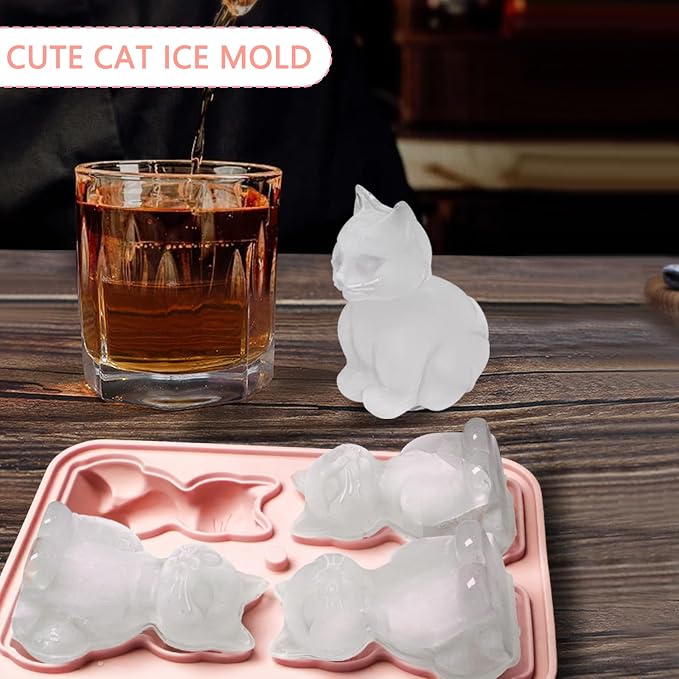 Cat Ice Cube Tray Silicone Large Ice Cube Mold, Fun Shapes Ice Cube Trays - Image 2