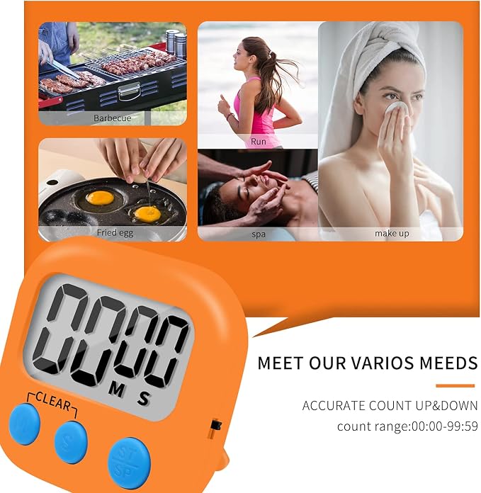 6 Pack Small Digital Kitchen Timer Magnetic Back and ON/Off Switch, Minute - Image 6