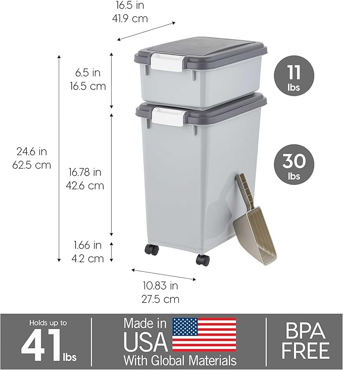 IRIS USA Dog Food Storage Container, 30 lbs & 11 lbs Combo, Cat Food Storage - Image 3