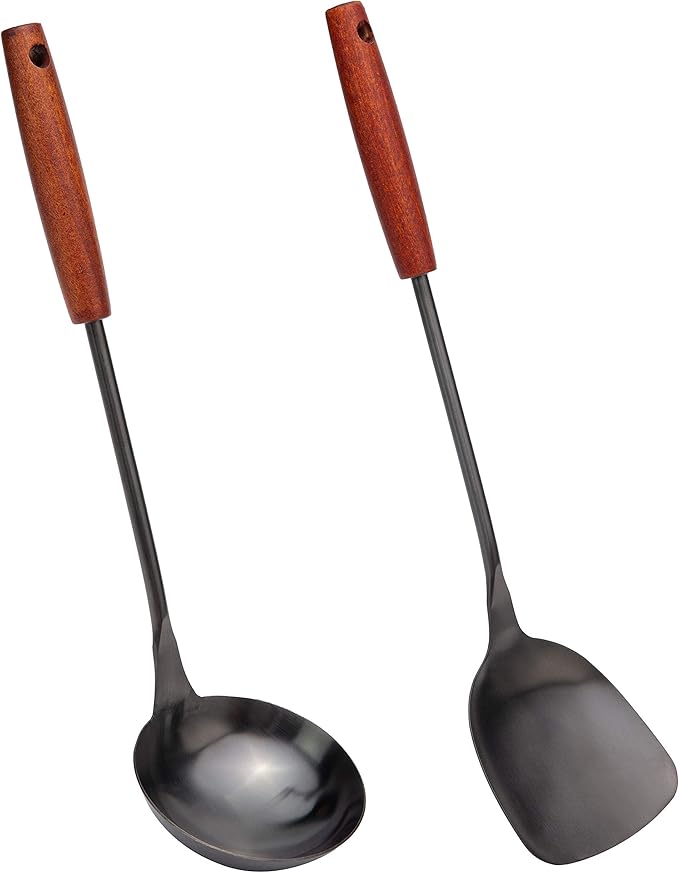 FJNATINH Spatula & Ladle Wok Tool Set, 14.2-15 inches Wok Utensils, Stainless by HOMEKITCHENTOOL