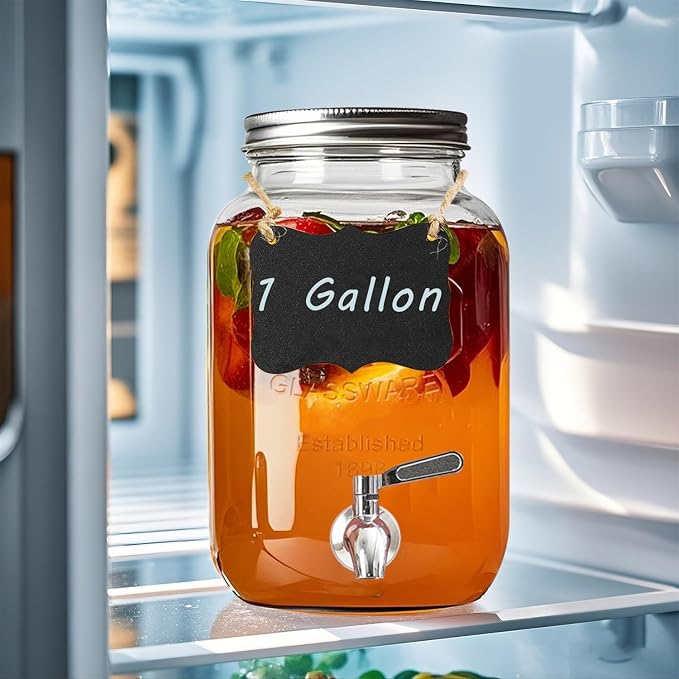 1 Gallon Glass Drink Dispenser - Image 3