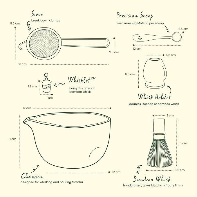 Crafti Matcha Whisk Set | Golden Hour 6-Piece Matcha Kit | Matcha Bowl - Image 2